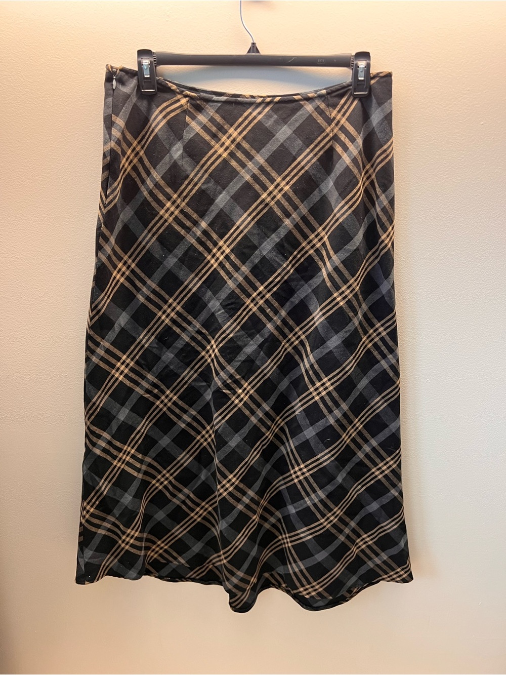 Ashley Stewart Classic Black Brown Plaid Midi Skirt - Women's size 14W